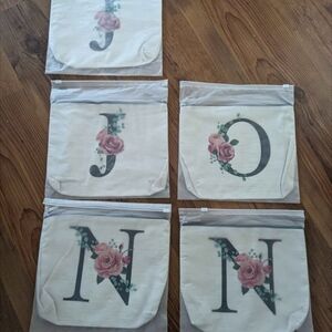 New Multipurpose Floral Initial Canvas Pouches